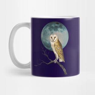 Barn Owl Lover Full Moon Vintage Illustration Birder Birding Graphic Mug